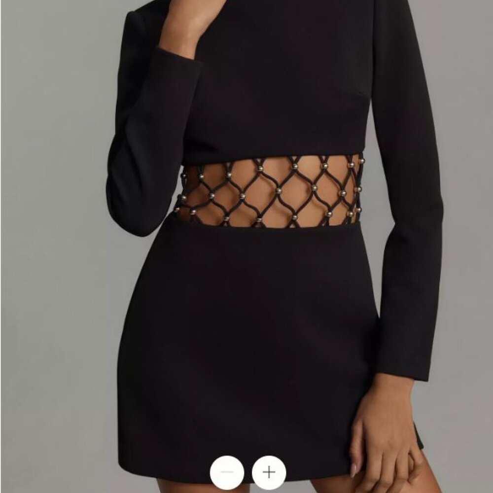 NEW MISHA Ellie Long Sleeve Crew Neck Cutout Mini Dress